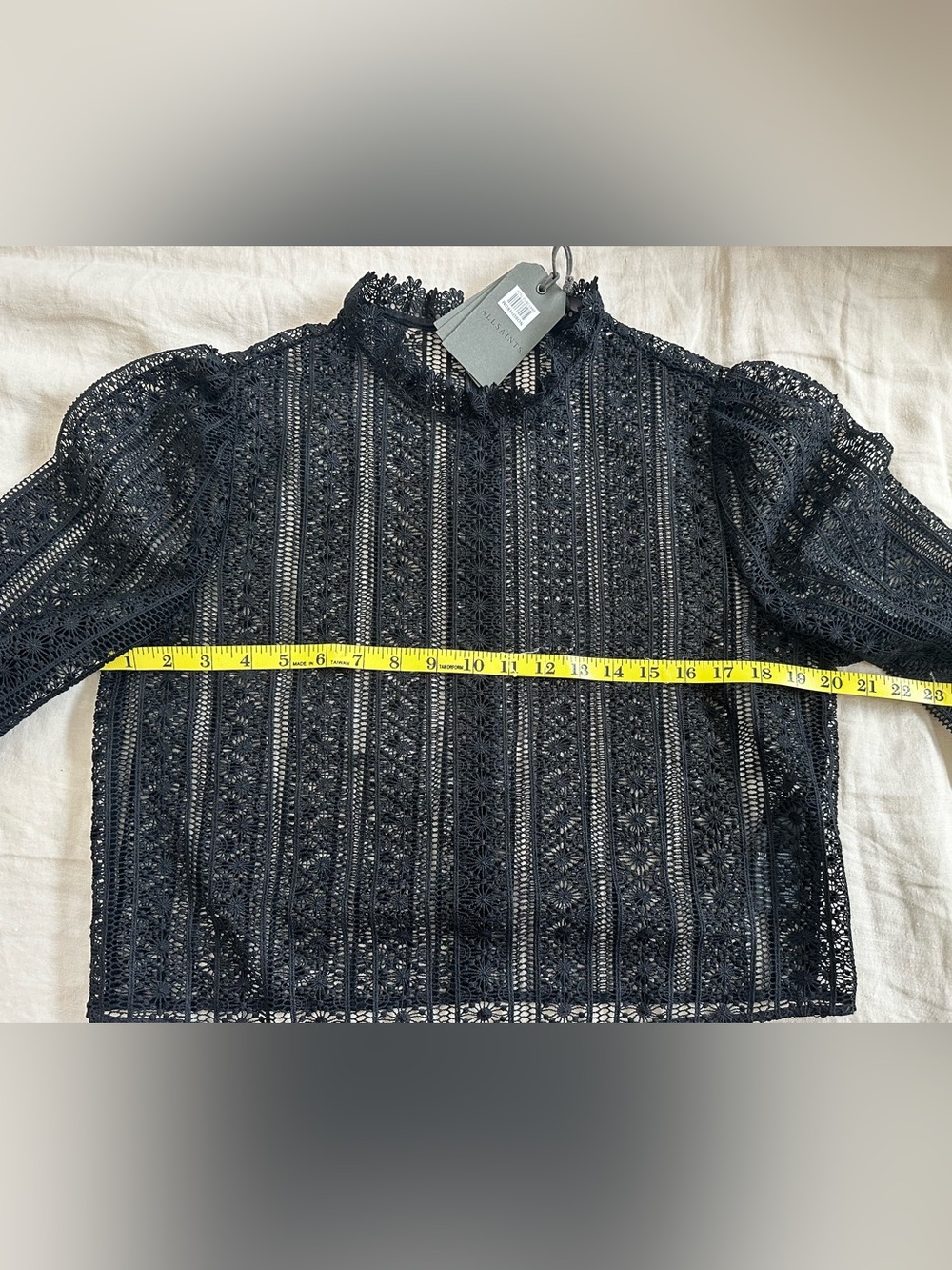 All Saints Black Lace Long Sleeve Blouse Sz 8 - Picture 8 of 8